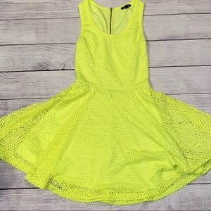 Express Neon Yellow Lace skater dress